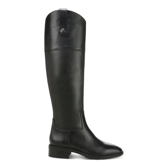 NWT SAM EDELMAN Womens Black Button Drina Almond Leather Riding Boot 10 M - Picture 2 of 5